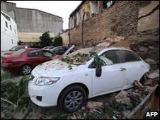 Carros destruídos em Viña del Mar
