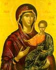 Orthodox Church painting showing the Virgin Mary and baby Jesus