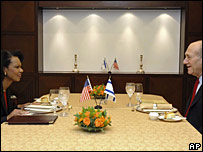 Condoleeza Rice e Ehud Olmert