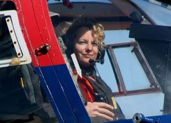 Kate Humble in a helicopter