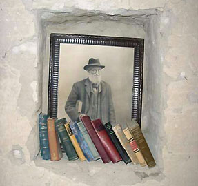 Books in a nook, in the oldest house in Gaiman, Patagonia