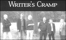 Detail of the Writer's Cramp poetry book cover 