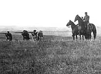 A re-enactment of the Battle of Little Bighorn in 1886