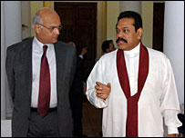 President Rajapaksa (R) with Mr. Menon (photo: Sudath Silva)