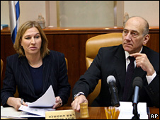 Ngoại trưởng Tzipi Livni và thủ tướng Olmert