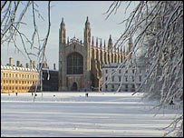King's College under snow