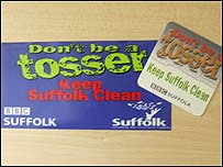Don't be a Tosser beer mat and car sticker 