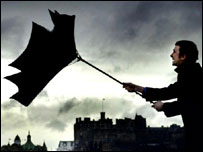 Umbrella turned inside out