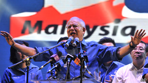 馬來西亞執政國民陣線領導人納吉布(30/4/2013)