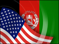 پرچم آمریکا و افغانستان 