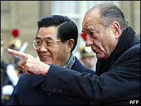 Trung Quốc Hồ Cẩm Đào và tổng thống Pháp Jacques Chirac