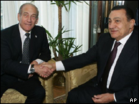 Hüsnü Mübarek ve Ehud Olmert