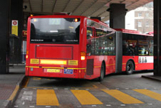 The back end of a bus