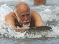 A belly boarder in action