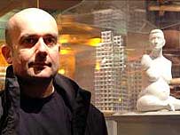 Marc Quinn and a model of his winning sculpture