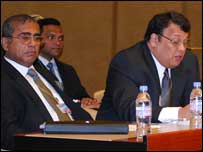 Minister Samarasinghe with a delegation in Geneva