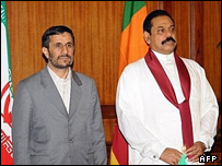 احمدی نژاد و رئیس جمهور سریلانکا