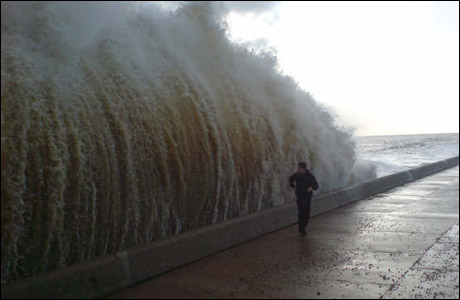 A big wave hits North Beach, Lowestoft