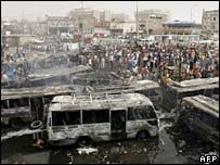 صحنه انفجار روز چهارشنبه در بازار صدریه بغداد