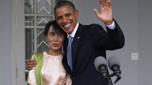 Obama đến thăm bà Suu Kyi tại tư gia