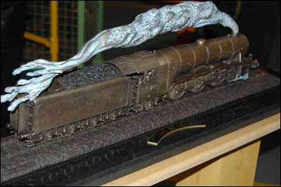 Bronze model of the Flying Scotsman on display at the NRM