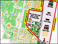 Sơ đồ khu di tích Hoàng Thành và dự án xây nhà Quốc hội mới