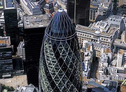 Aerial view of Swiss Re Tower.
