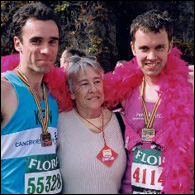 Simon Smith with his mum and brother, looking both pretty fresh faced after the 2003 London marathon....