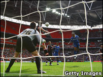 Simeon Jackson scores at Wembley (Photo: Getty)