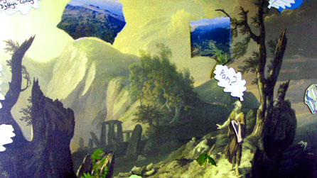 Y llun y bu disgyblion Ysgol y Creuddyn ac Iwan Llwyd yn ei drafod