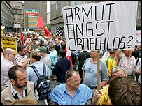 Trabalhadores protestam em Berlim