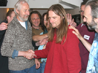 Cheered on by his friends and family