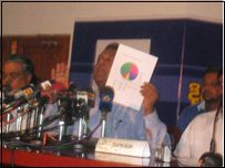 Former Minister Mangala Samaraweera with JVP members 