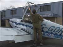 World record attempt pilot and his plane