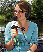 Lorna broadcasts from the River Ouse