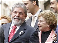 Presidente Lula e sua mulher, Marisa, em Salamanca