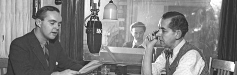 Presenters in an old BBC studio