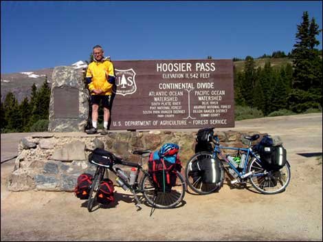 Man with bicycles on mountain top 470
