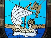 St Sampson as shown on the parish's crest