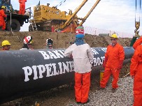 Boru hattında inşa çalışmaları