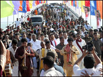 President Rajapaksa and ministers in Jaffna (file photo)