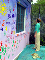 Artist in action at Cowley Road
