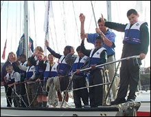 Children on a clipper boat