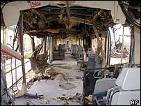 Vagão do trem destruído