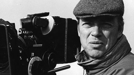 Black and white image of director Endaf Emlyn