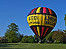 A hot air balloon makes an unexpected landing on the 11th fairway at the North Middlesex Golf Club
