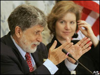 O ministro Celso Amorim e a embaixadora Susan Schwab