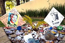 Messages for Nelson Mandela are left outside his home in Johannesburg.