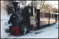 Leighton Buzzard steam railway in snow