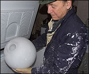 Colin with a hollow ice sphere